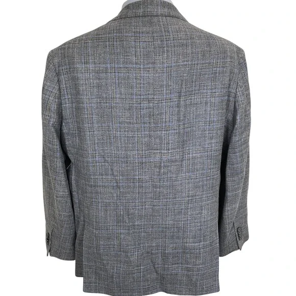 Joseph Abboud Blazer Mens 46R Gray Blue Plaid Heritage E Thomas Luxury Jacket